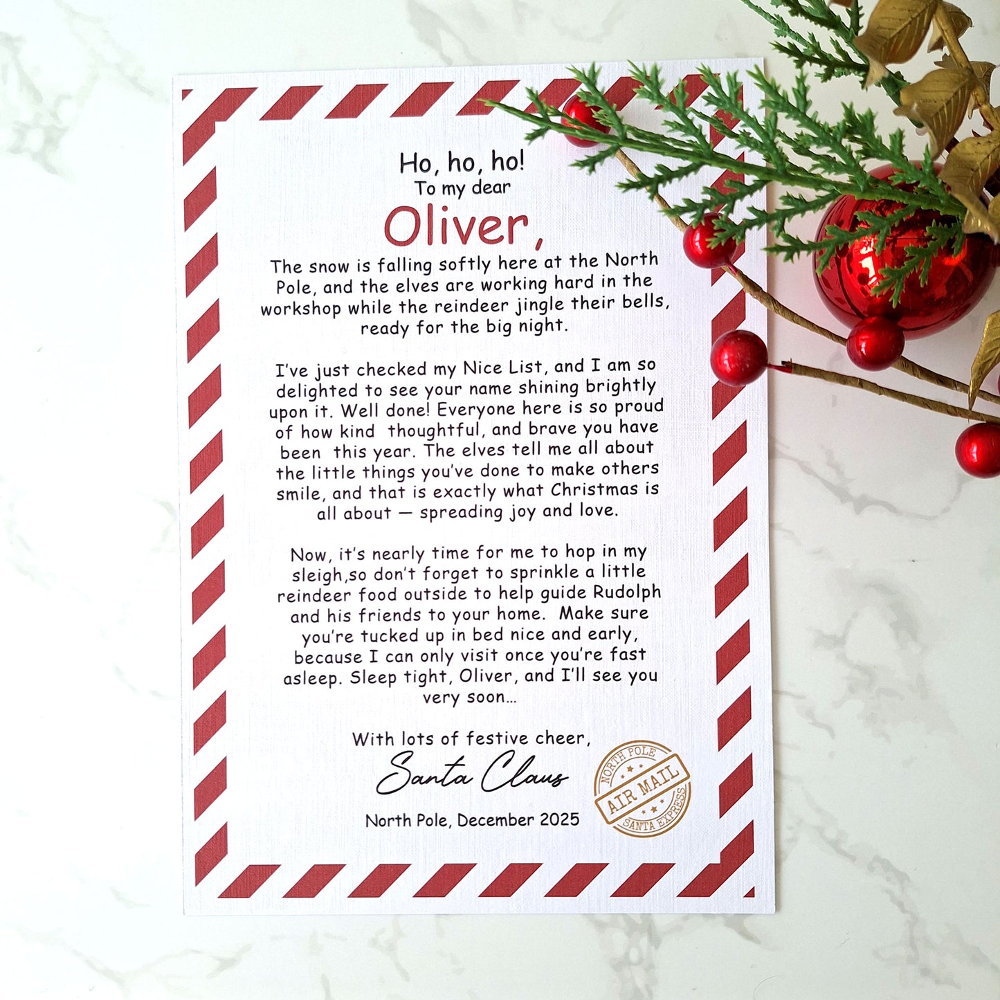 Personalised Nice List Certificate & Santa Letter