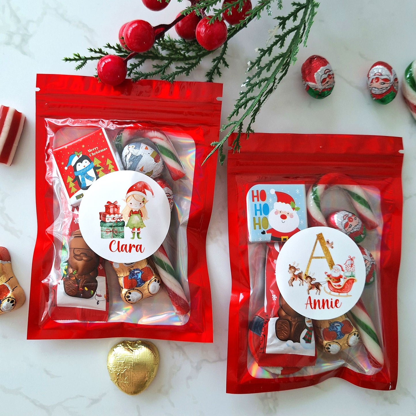 Personalised Christmas Kids Sweet Chocolate Pouch with Name