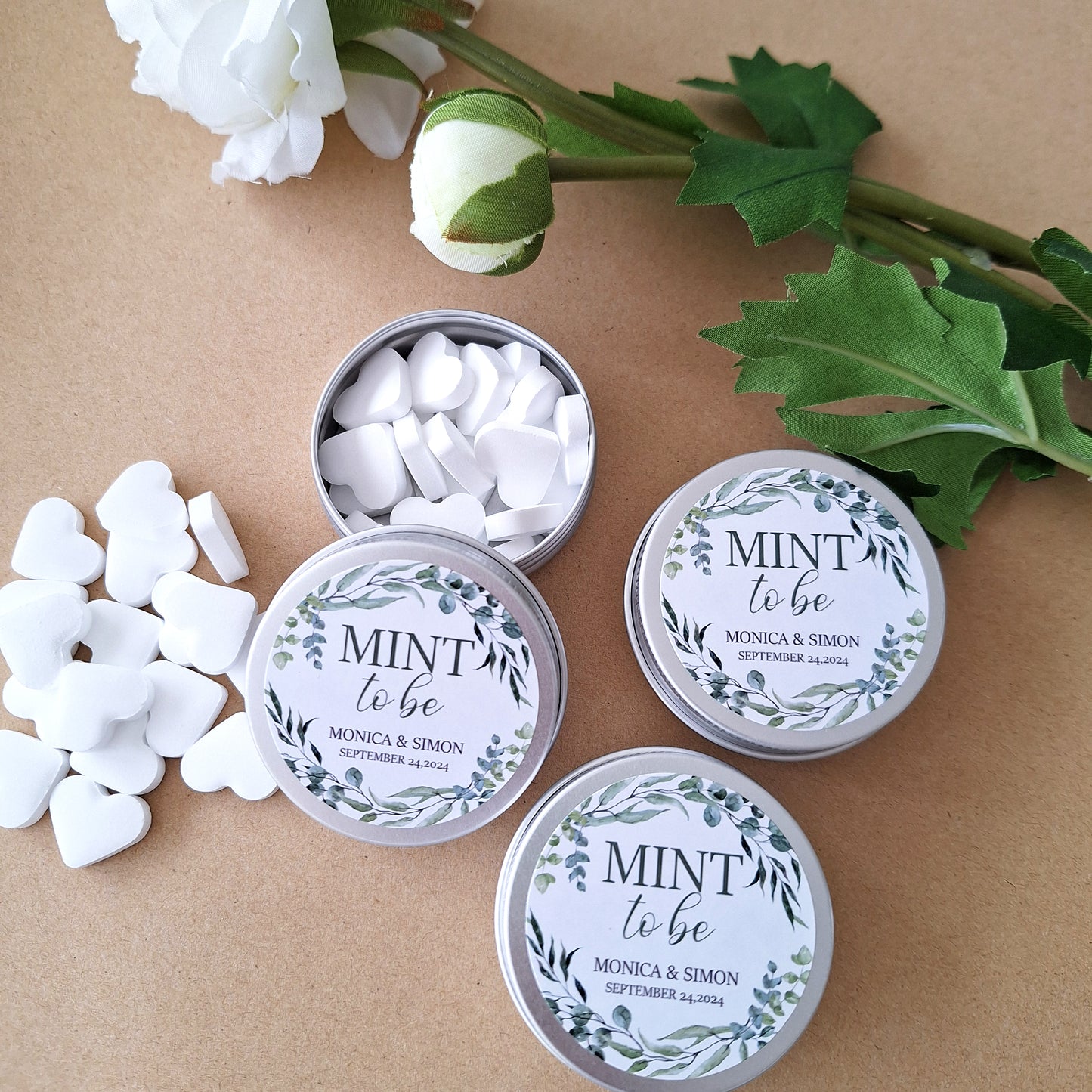 Personalised Mini Heart Mints, Mint to Be Wedding Favours
