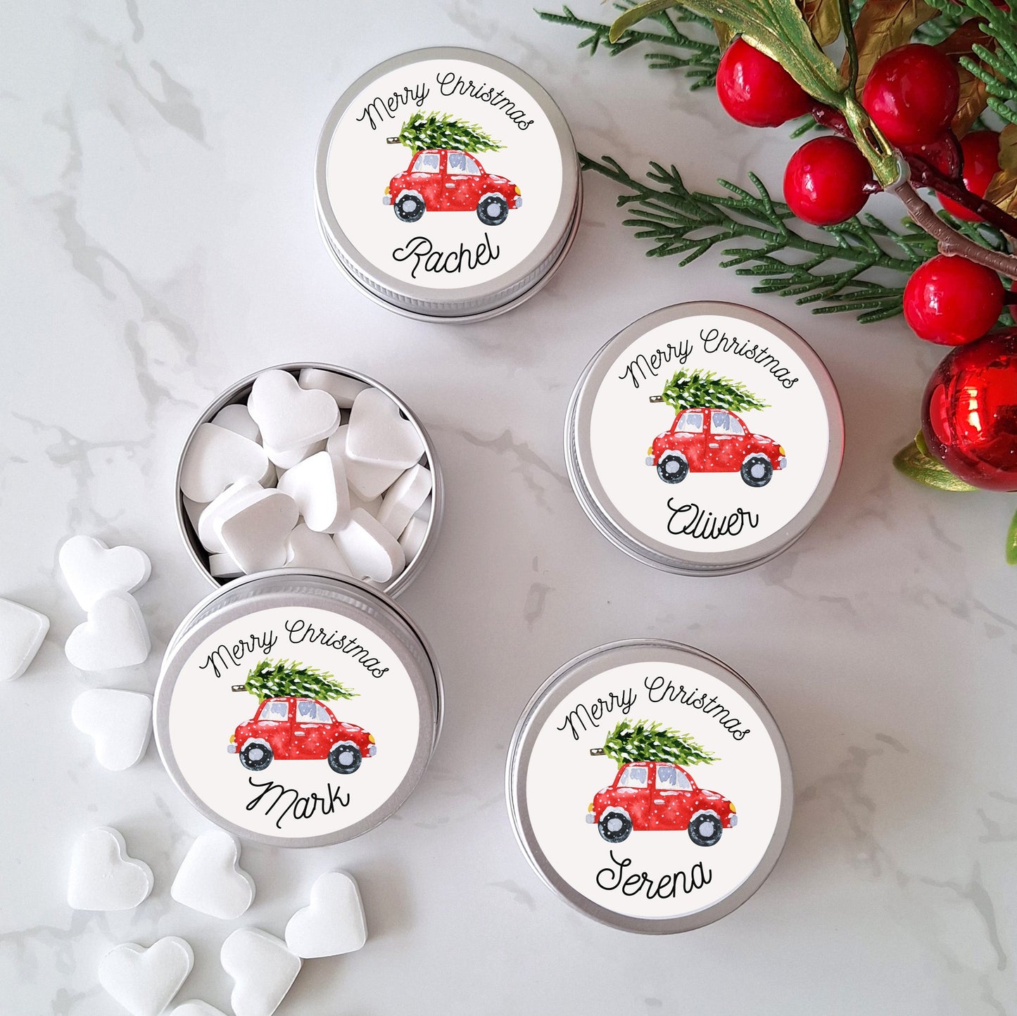 Christmas Table Mint Favours, Personalised Chrsitmas Gift for Guests