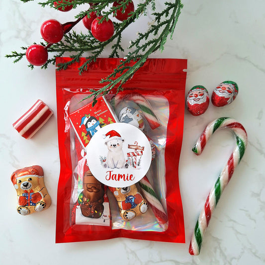 Personalised Christmas Kids Sweet Chocolate Pouch with Name