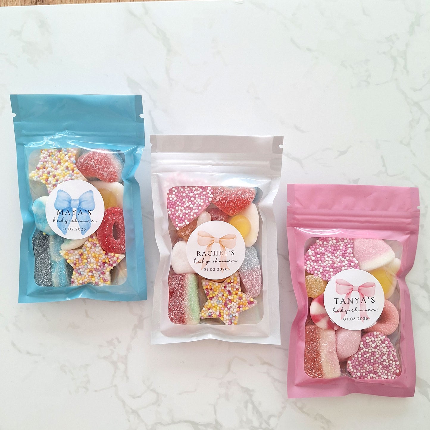 Personalised Baby Shower Favours – Custom Sweet Pouches