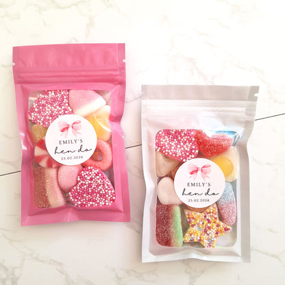 Personalised Hen Party Favours – Sweet Pouches for Guests