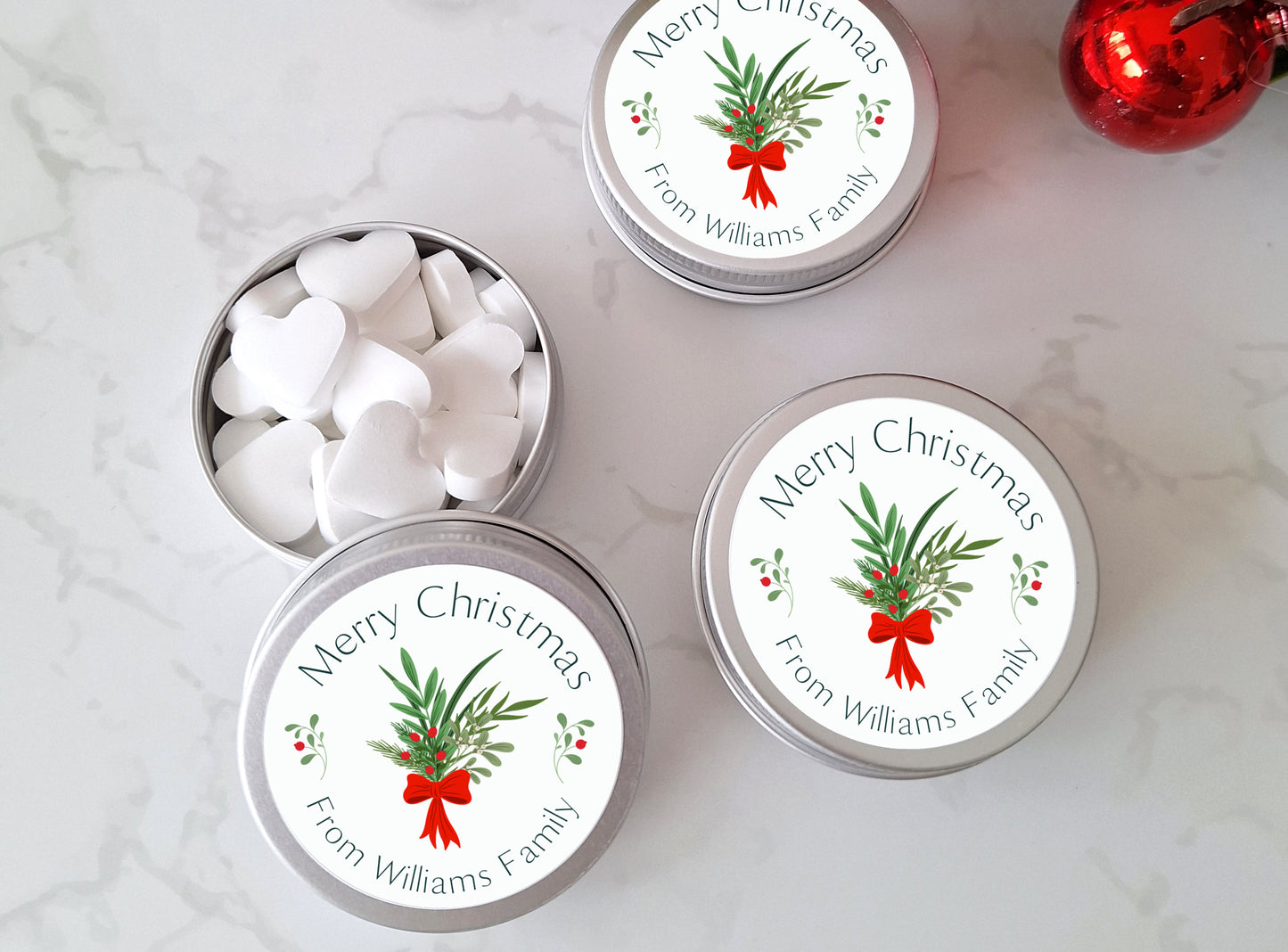Personalised Chrsitmas Gift for Guests, Christmas Table Mint Favours