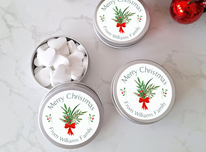 Personalised Chrsitmas Gift for Guests, Christmas Table Mint Favours