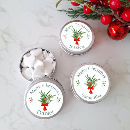 Personalised Chrsitmas Gift for Guests, Christmas Table Mint Favours