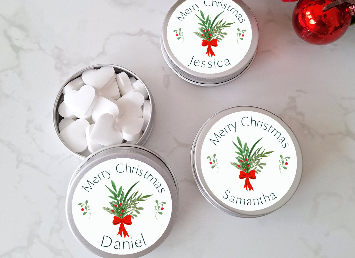 Personalised Chrsitmas Gift for Guests, Christmas Table Mint Favours