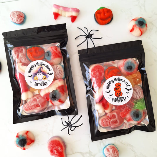 Personalised Halloween Sweet Bags, Spooky Trick or Treat Favours
