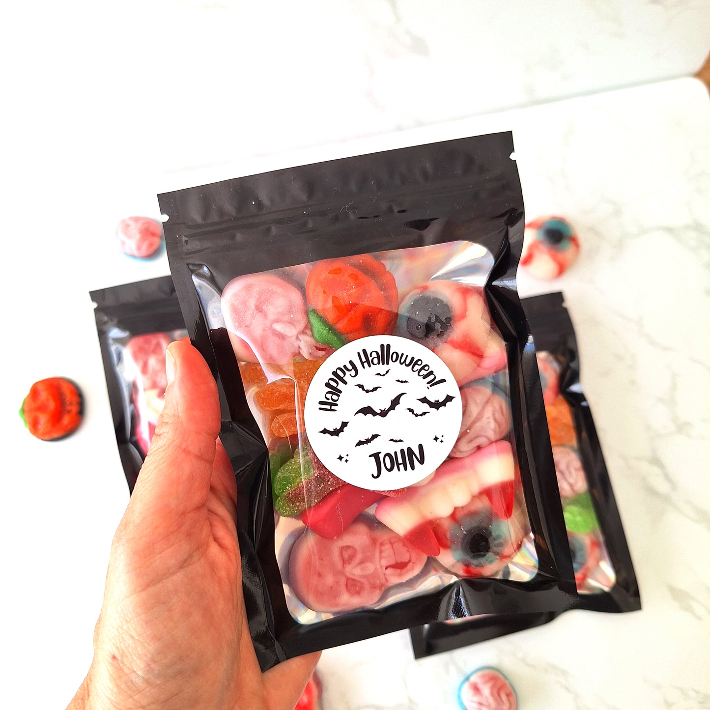 Personalised Halloween Sweet Bags, Spooky Trick or Treat Favours