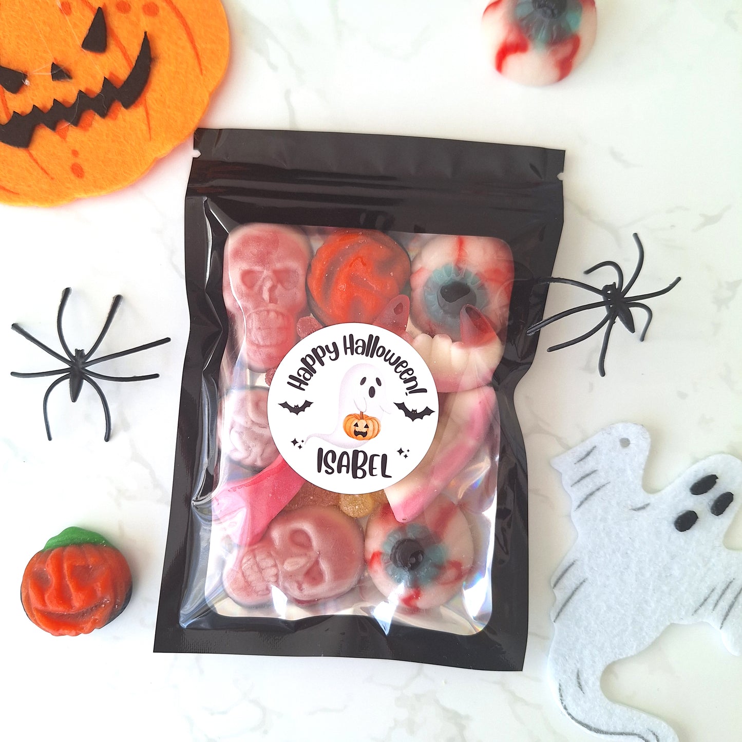 Personalised Halloween Sweet Bags, Spooky Trick or Treat Favours