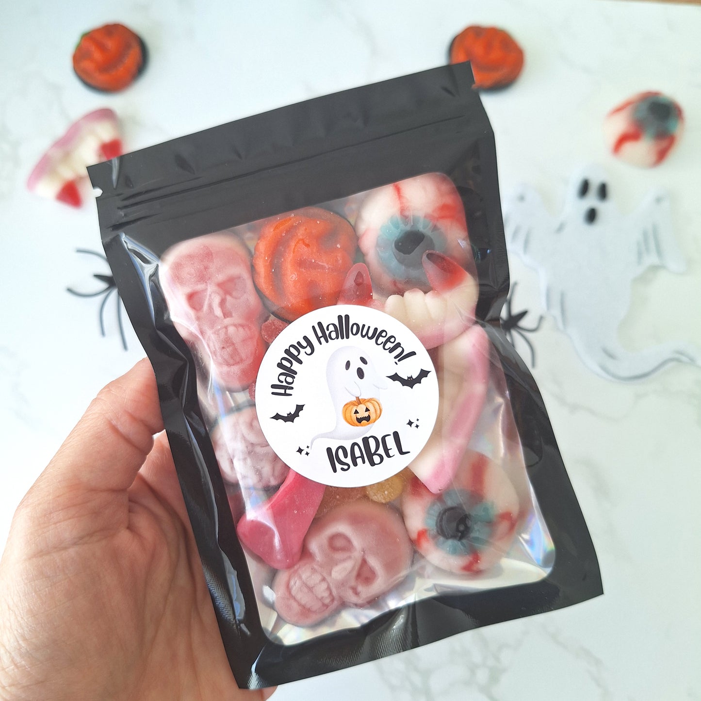 Personalised Halloween Sweet Bags, Spooky Trick or Treat Favours