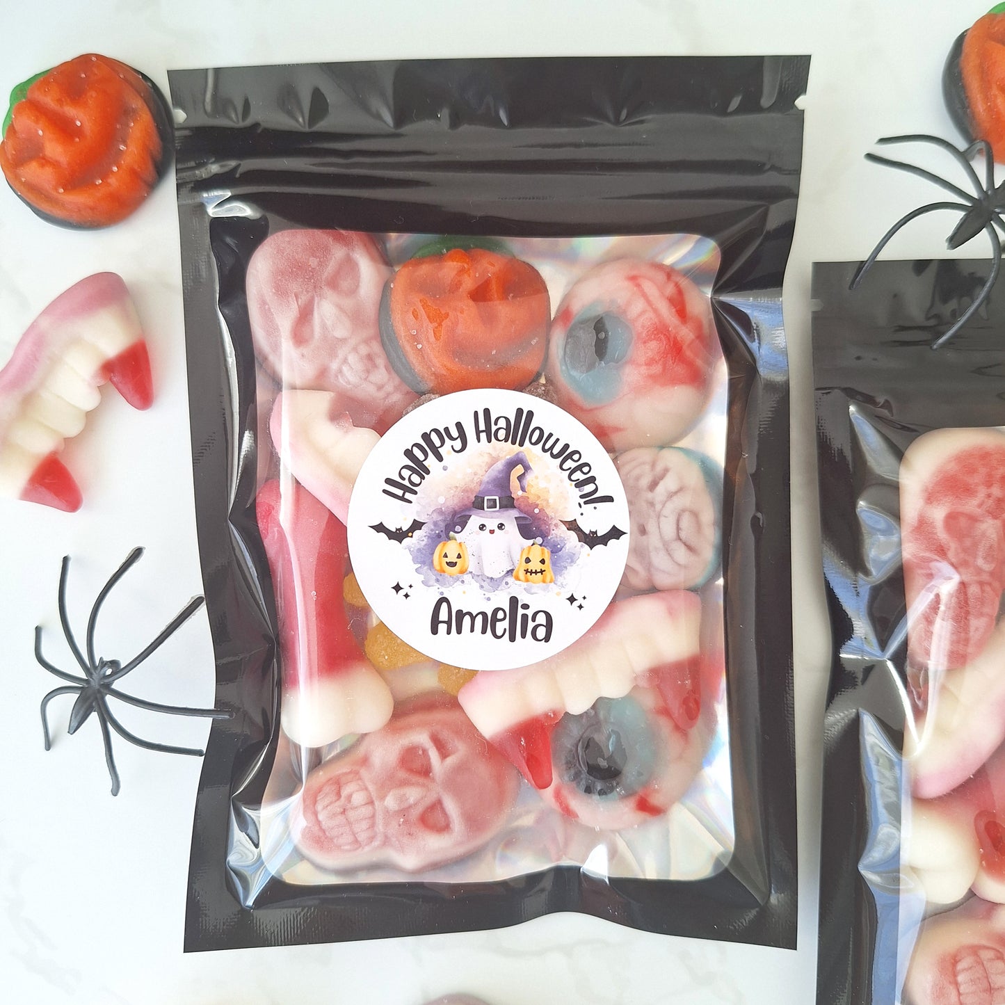 Personalised Halloween Sweet Bags, Spooky Trick or Treat Favours