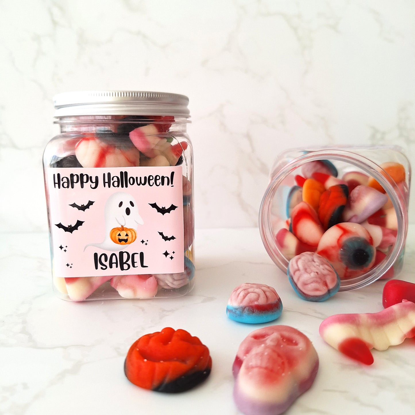Halloween Sweet Jar Gift, Personalised Custom Name Spooky Treats